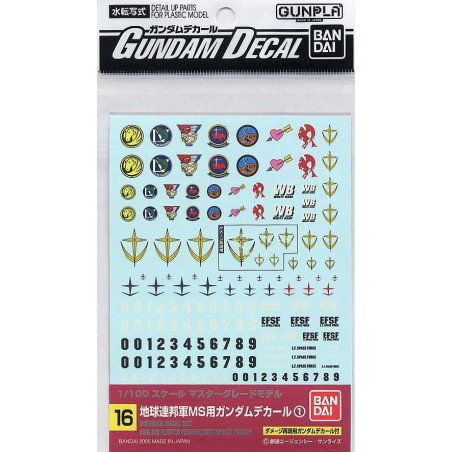 GUNDAM - Gundam Decal 16 MG Multiuse Federation - Model Kit Gunpla