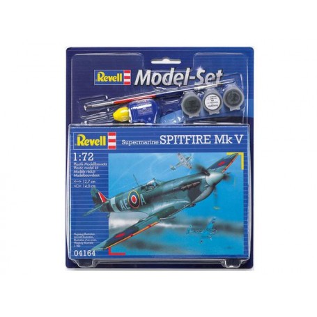 Spitfire Mk.V Model Set - box containing the model, paints, brush and glue Airplane model kit